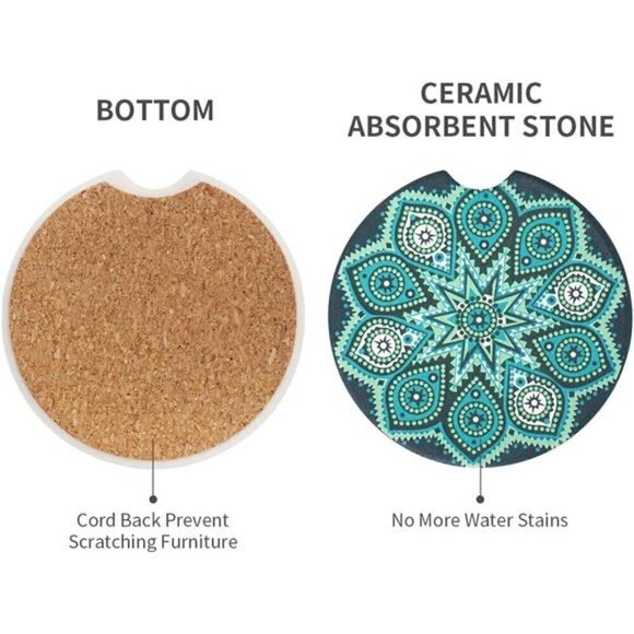 Car Cup Coasters Decorative Design 4-Pack Cup Holder Anti Slip Rubber Vehicle - Picture 3 of 7